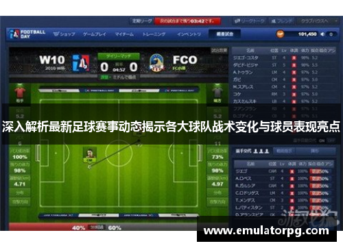 深入解析最新足球赛事动态揭示各大球队战术变化与球员表现亮点 深入解析最新足球赛事动态揭示各大球队战术变化与球员表现亮点